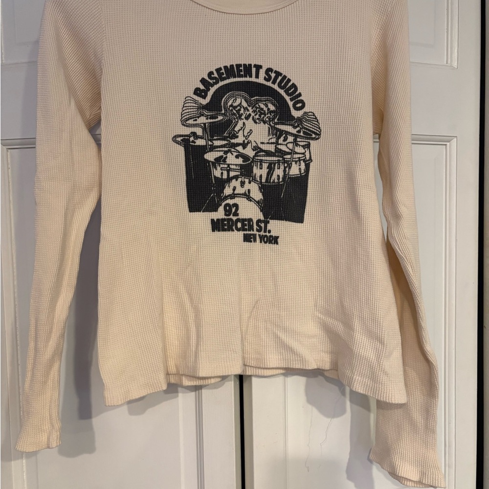 John Galt Cream Thermal Long Sleeve Graphic Tee